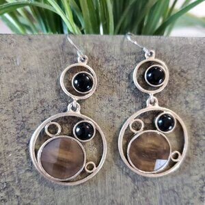 Silver Tone Brown & Black Dangle Circle Earrings 💥3 for $12💥